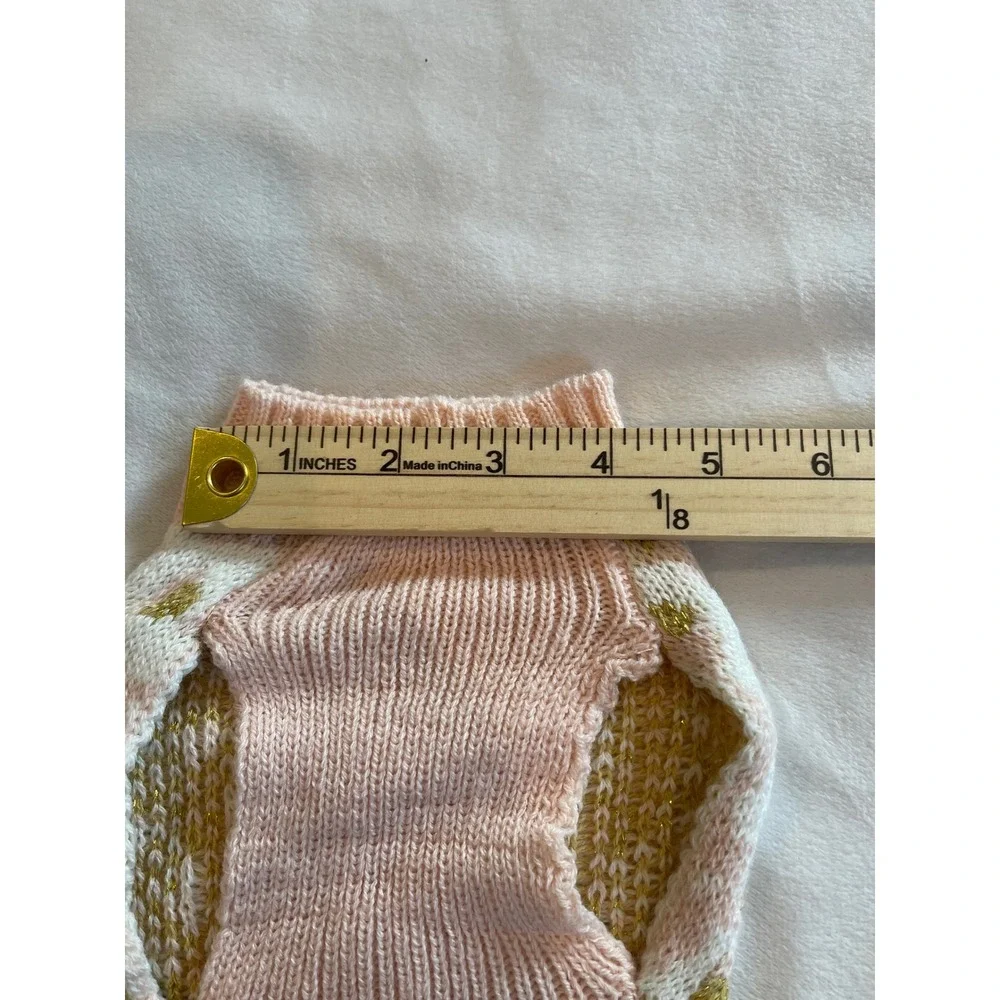 Play On Pink Leopard Gold Metallic Knit Pet Dog Sweater XS Sleeveless Turtleneck